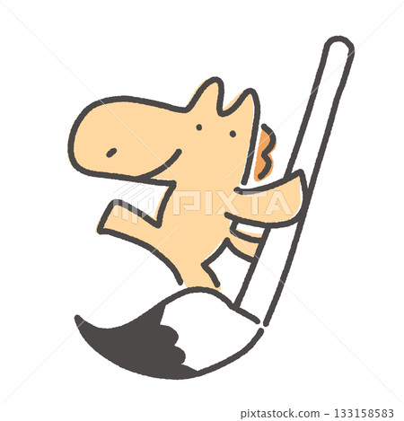 馬匹手持大毛筆，書法作品，新年素材 133158583