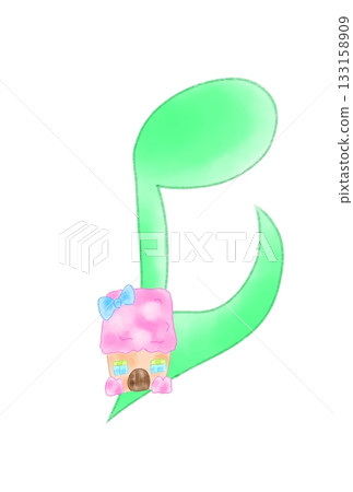 Musical note with a cute house 133158909