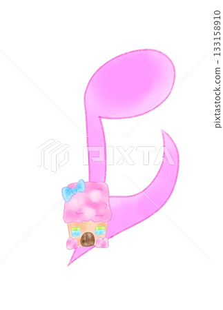 Musical note with a cute house Musical note with a cute house 133158910