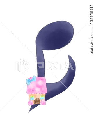 Musical note with a cute house Musical note with a cute house 133158912