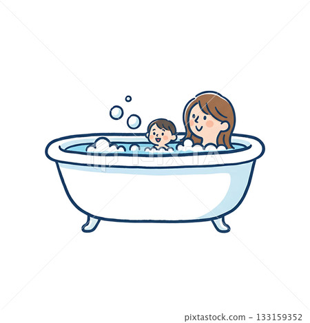 母子洗澡插圖 133159352