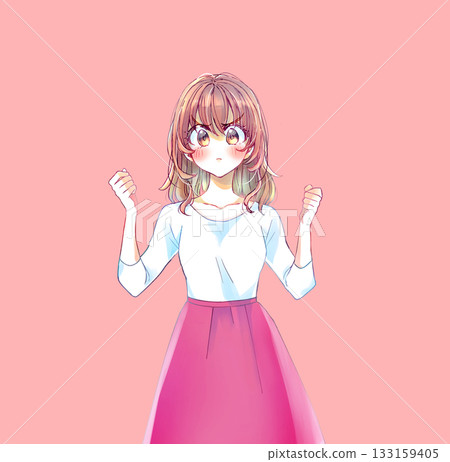 Angry woman clenching her fists 133159405