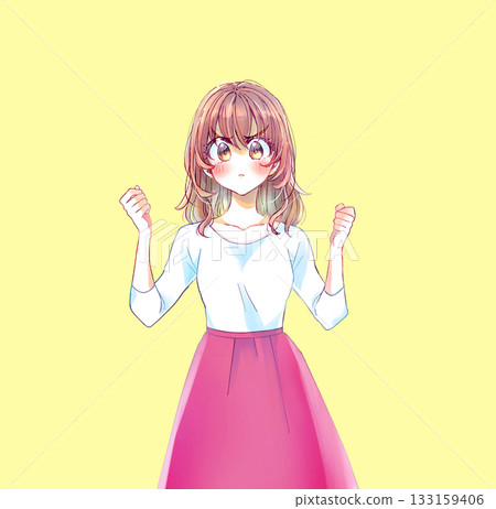 Angry woman clenching her fists Angry woman clenching her fists 133159406