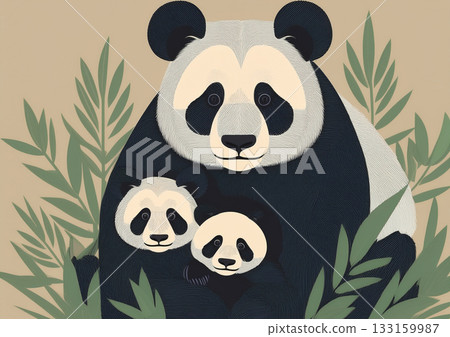 正面熊貓插圖 133159987