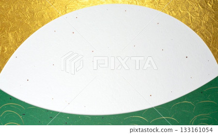 Japanese paper frames, message cards, background material with Japanese-style images (gold, green) 133161054
