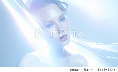 藍色背景的女人 藍色背景的女人 133161184