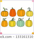 Bright Orange Pumpkin Set Cartoon Vector Art Bright Orange Pumpkin Set Cartoon Vector Art 133161310