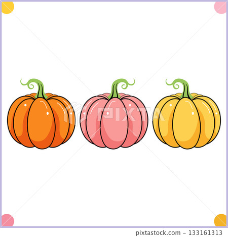 Seasonal Pumpkin Pack Cartoon Illustration Seasonal Pumpkin Pack Cartoon Illustration 133161313