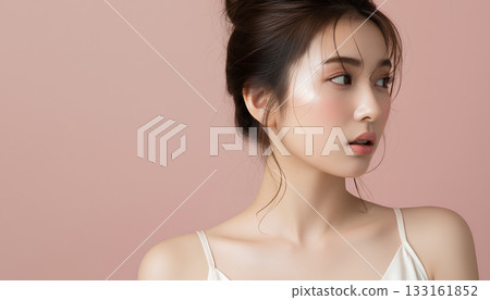 Beauty portrait of a beautiful woman with a clear complexion Beauty portrait of a beautiful woman with a clear complexion 133161852