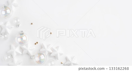 Festive Christmas ornaments on a white background. Festive Christmas ornaments on a white background. 133162268