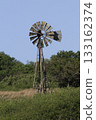Kansas Windmill in the country with blue sky outdoor Kansas Windmill in the country with blue sky outdoor 133162374