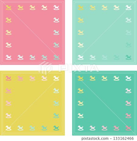 Frame featuring a rocking horse / Spring color set 133162466