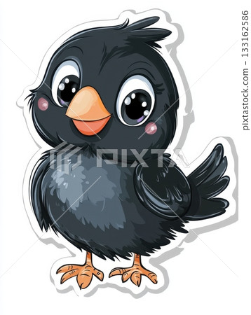 cute crow chick cartoon isolated on white background 133162586