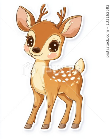 cute deer cartoon with horns cute deer cartoon with horns 133162592