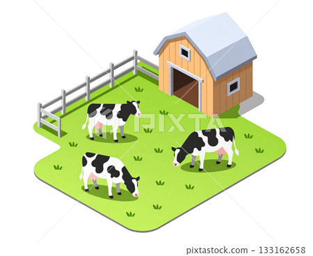 農場的等距插圖 農場的等距插圖 133162658