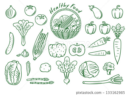 Vegetable line drawing illustration icon set vector Vegetable line drawing illustration icon set vector 133162985