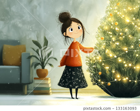 Miyu Series: Miyu decorates a Christmas tree at home Miyu Series: Miyu decorates a Christmas tree at home 133163093