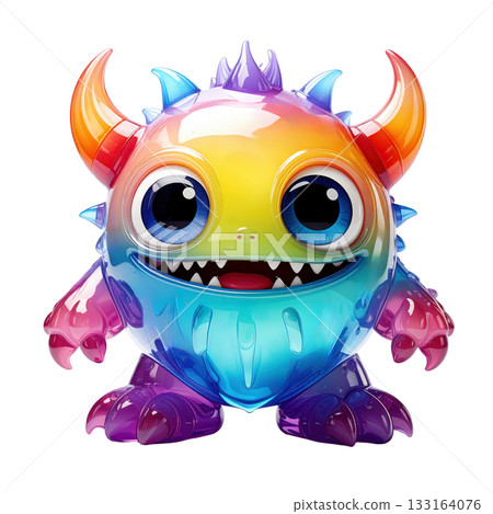Colorful rainbow monster toy creature halloween glass eye decoration 133164076