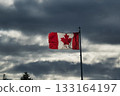Canadian flag fluttering in the cloudy sky Canada Canadian flag fluttering in the cloudy sky Canada 133164197
