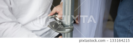 Construction work such as clamps to secure pipes Construction work such as clamps to secure pipes 133164215