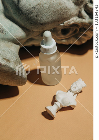 Antique bust fragments cosmetic jars top view Antique bust fragments cosmetic jars top view 133164243