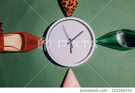 Brown green vintage women's shoes purple clocks Brown green vintage women's shoes purple clocks 133164250