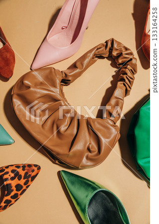Brown vintage 1940s women's shoes and bag Brown vintage 1940s women's shoes and bag 133164258