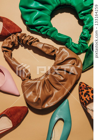 Brown vintage 1940s women's shoes and bag Brown vintage 1940s women's shoes and bag 133164259
