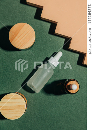 Cosmetic jar with conceptual minimalist objects 133164278