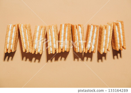 White cream-filled tea cookies minimalist style White cream-filled tea cookies minimalist style 133164289