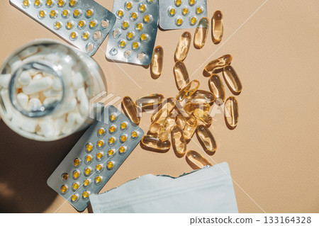 Transparent fish oil capsules with Omega-3 and Omega-6 Transparent fish oil capsules with Omega-3 and Omega-6 133164328