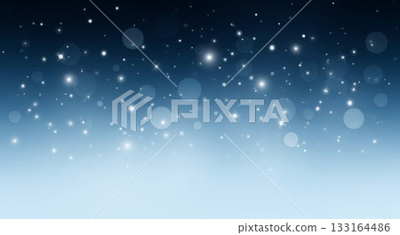夜空背景素材，閃爍的光點和散景夢幻般地漂浮著，從深藍漸變到淺藍。 133164486