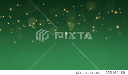 A fantastic Christmas background material with golden light particles and bokeh falling from above against a dark green gradation background A fantastic Christmas background material with golden light particles and bokeh falling from above against a dark green gradation background 133164489
