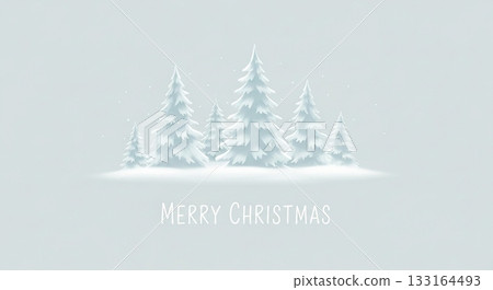淺藍色背景上繪有白雪皚皚的森林圖案，並配有手寫的「聖誕快樂」字樣。 133164493
