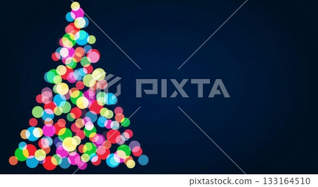 A fantastic silhouette background illustration of a Christmas tree drawn with colorful light particles A fantastic silhouette background illustration of a Christmas tree drawn with colorful light particles 133164510