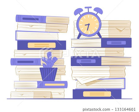 Stack of Lot of Document Files, Papers, Books and Alarm Clock for Overload Working and Overburdened Concept Illustration Clip Art Stack of Lot of Document Files, Papers, Books and Alarm Clock for Overload Working and Overburdened Concept Illustration Clip Art 133164601
