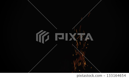 sparks and embers from campfire flying over black background sparks and embers from campfire flying over black background 133164654