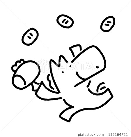 微笑的馬揮舞著魔槌,橢圓形,新年素材,單色 微笑的馬揮舞著魔槌,橢圓形,新年素材,單色 133164721