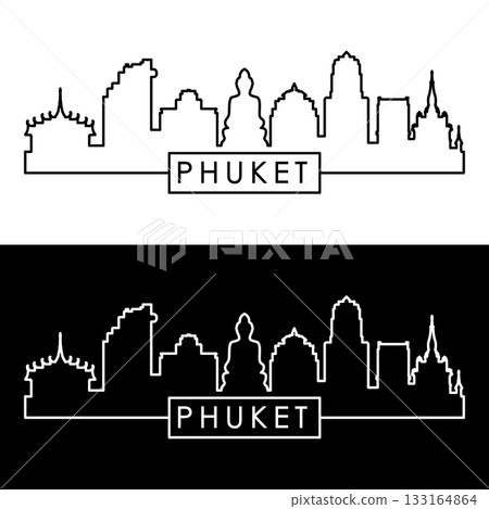 Phuket skyline. Linear style. Phuket skyline. Linear style. 133164864