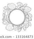 Soursop Branch Outline Round Frame. 133164873