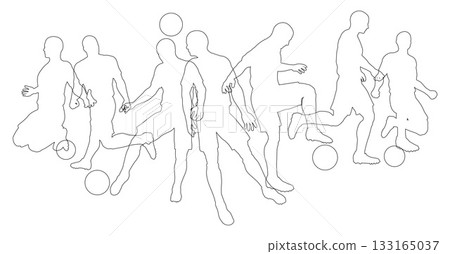 Soccer Football Players Silhouettes 133165037