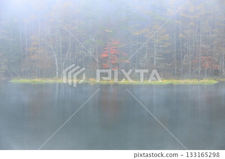 Mishaka Pond in the mist and rain 133165298