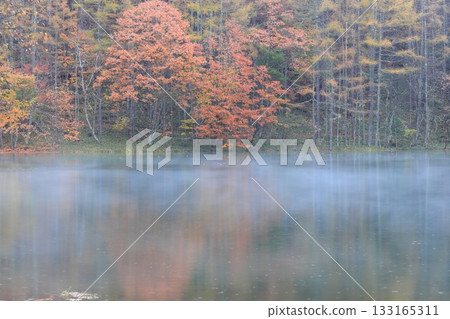 Mishaka Pond in the mist and rain 133165311