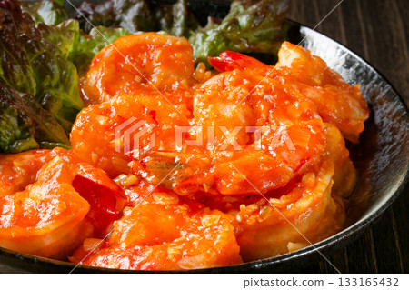 煮沸的辣椒醬蝦 133165432