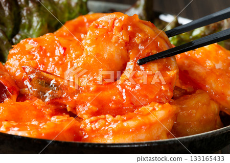 煮沸的辣椒醬蝦 133165433