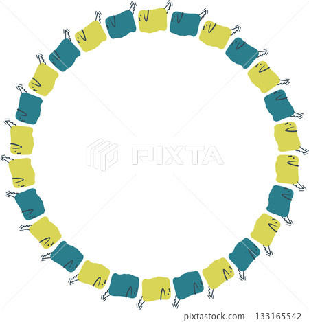 Frame of cute domestic animal. Doodle dog on white background border with empty space for your text Frame of cute domestic animal. Doodle dog on white background border with empty space for your text 133165542