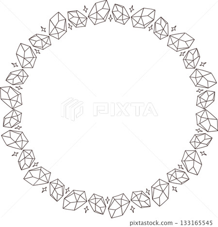 Magic crystal frame. Line art healing crystal template. Gemstone on white background. Baby shower design 133165545