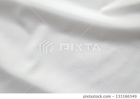 White sports clothing fabric football shirt jersey texture background 133166349