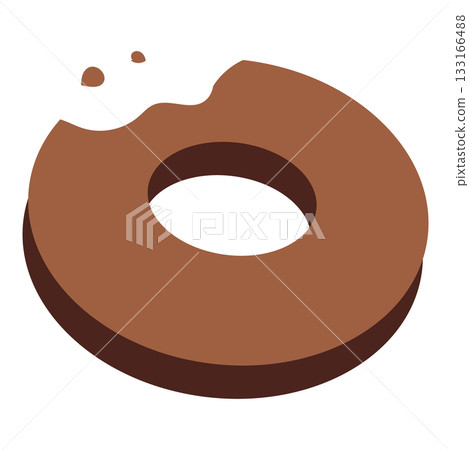 Hand-drawn illustration of a half-bitten chocolate donut Hand-drawn illustration of a half-bitten chocolate donut 133166488