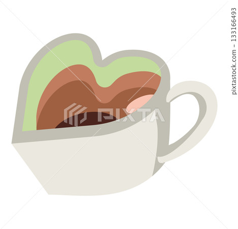 手繪白色心形馬克杯（巧克力飲料）插圖 133166493